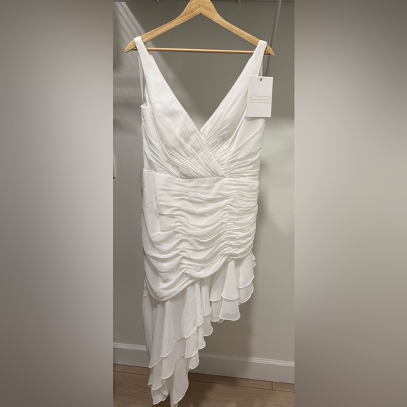 Mac Duggal White One-Shoulder Ruffled High-Low Dress - Picture 5 of 6